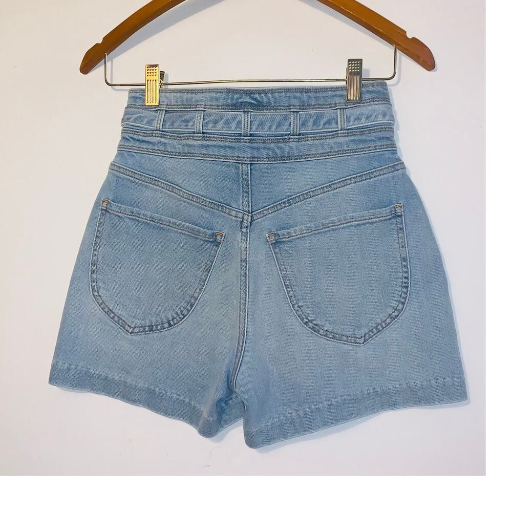 FRAME Triple Tie-waist Denim Shorts In Mahoney sz 24 - Picture 8 of 10